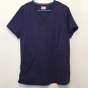 Ava Therese Back Knit Women's Scrub Top, XL Navy